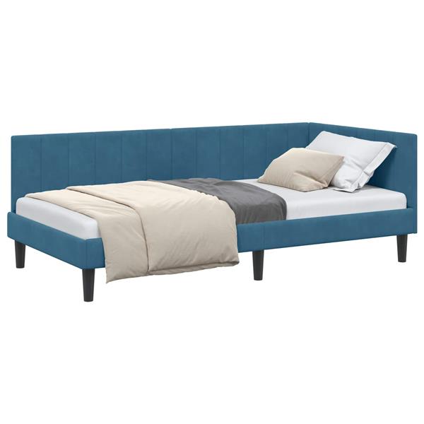 Grote foto vidaxl hoekbedframe met hoofdeinde blauw 90 cm x 190 cm fluweel antiek en kunst stoelen en banken