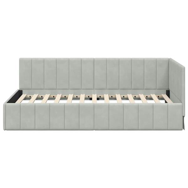 Grote foto vidaxl hoekbedframe met hoofdeinde lichtgrijs 100 cm x 200 cm fluweel antiek en kunst stoelen en banken