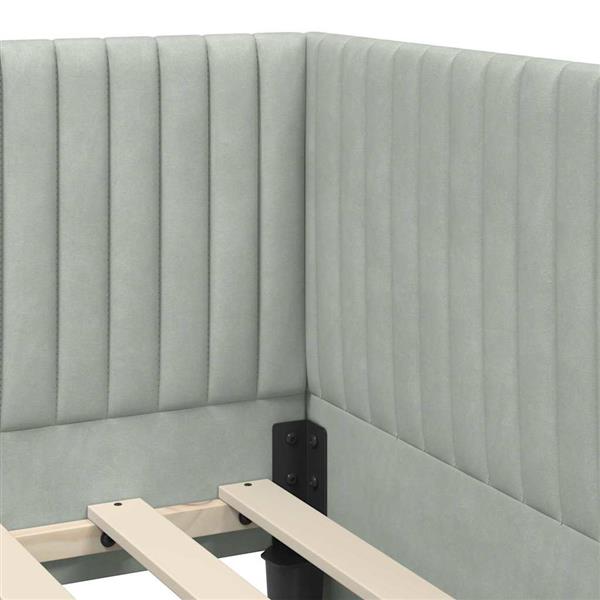 Grote foto vidaxl hoekbedframe met hoofdeinde lichtgrijs 80 cm x 200 cm fluweel antiek en kunst stoelen en banken