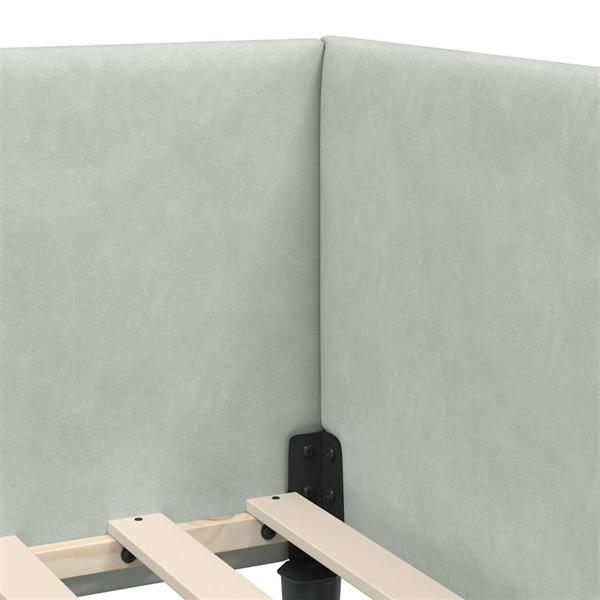 Grote foto vidaxl hoekbedframe lichtgrijs 100 cm x 200 cm polyester en multiplex antiek en kunst stoelen en banken