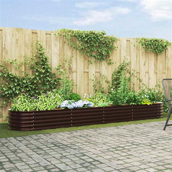Grote foto vidaxl verhoogd bed bruin 400 x 80 x 44 cm staal tuin en terras overige tuin en terras