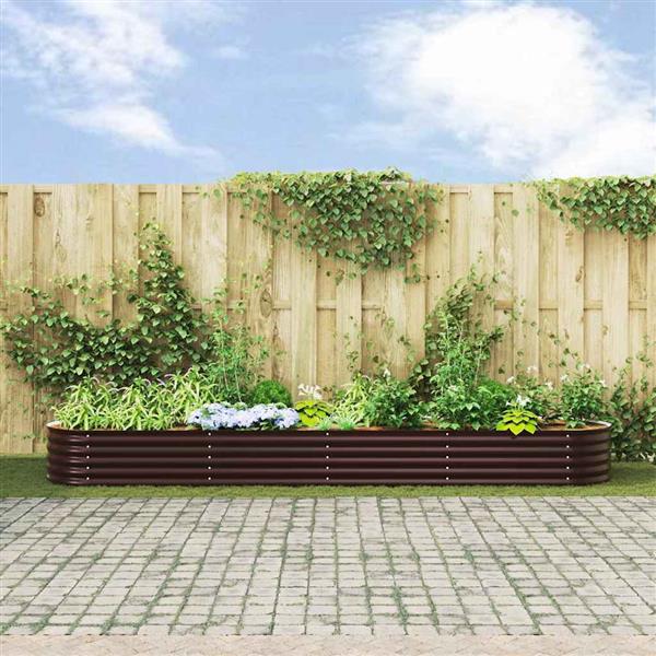 Grote foto vidaxl verhoogd bed bruin 400 x 80 x 44 cm staal tuin en terras overige tuin en terras