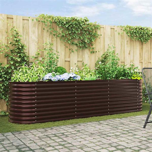 Grote foto vidaxl verhoogd bed bruin 320 x 80 x 81 cm staal tuin en terras overige tuin en terras
