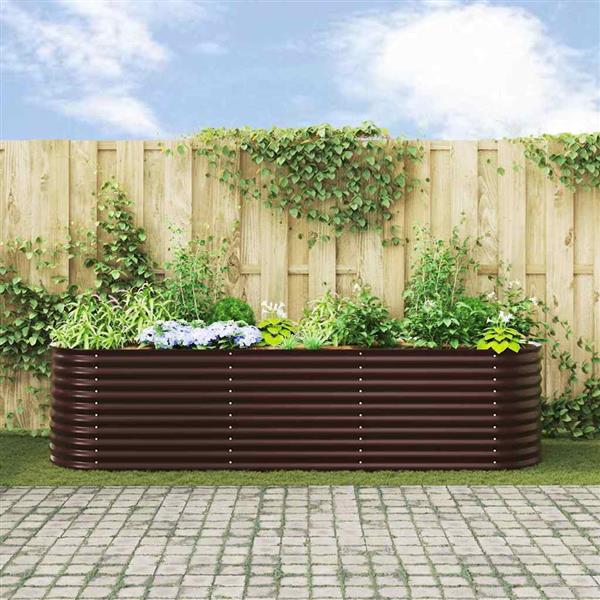 Grote foto vidaxl verhoogd bed bruin 320 x 80 x 81 cm staal tuin en terras overige tuin en terras