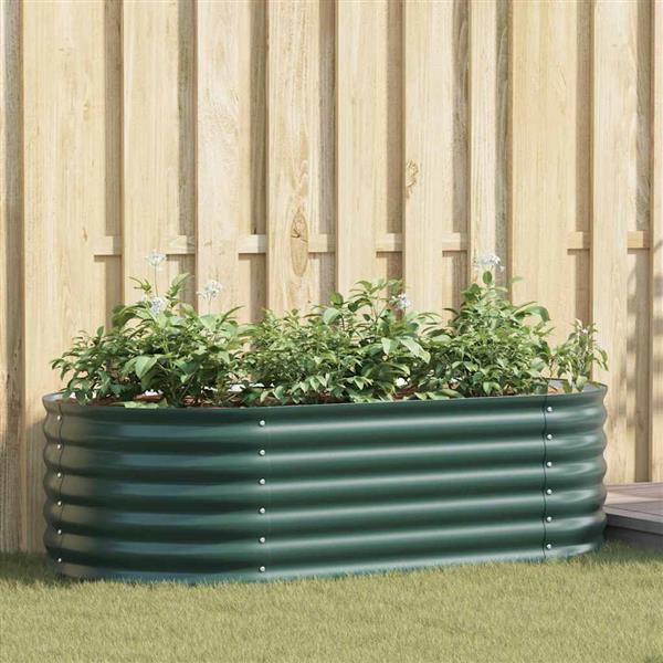 Grote foto vidaxl verhoogd bed groen 160 x 80 x 44 cm staal tuin en terras overige tuin en terras