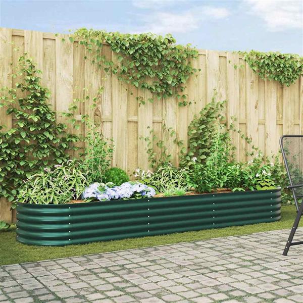 Grote foto vidaxl verhoogd bed groen 320 x 80 x 44 cm staal tuin en terras overige tuin en terras
