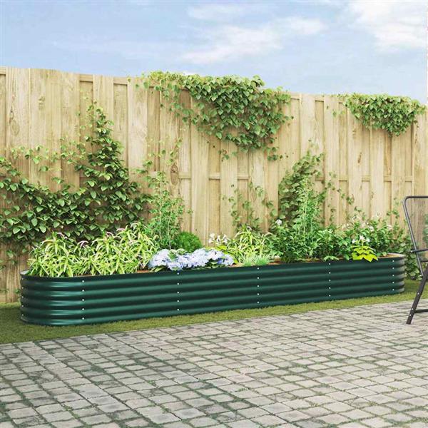 Grote foto vidaxl verhoogd bed groen 400 x 80 x 44 cm staal tuin en terras overige tuin en terras