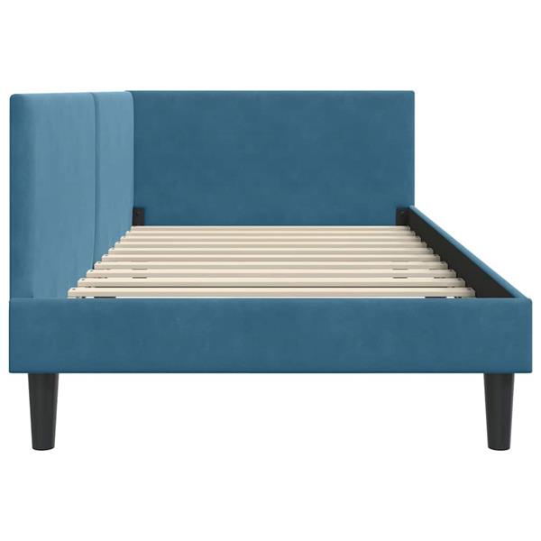 Grote foto vidaxl hoekbedframe blauw 90 cm x 190 cm polyester en multiplex antiek en kunst stoelen en banken
