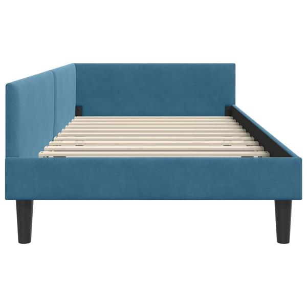 Grote foto vidaxl hoekbedframe blauw 100 cm x 200 cm velvetenplywood antiek en kunst stoelen en banken
