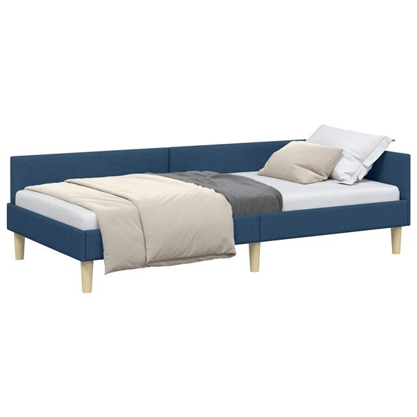 Grote foto vidaxl hoekbedframe met hoofdeinde blauw 100 x 200 cm stof antiek en kunst stoelen en banken
