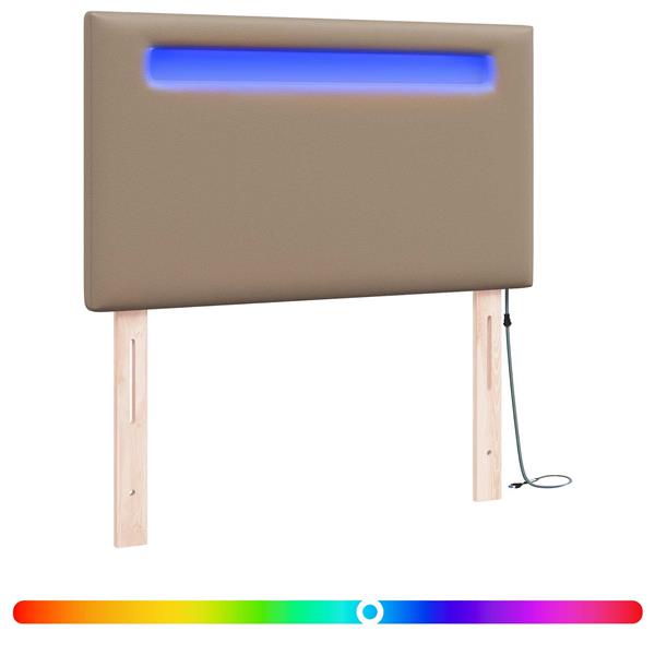 Grote foto vidaxl led hoofdbord cappuccino 90 cm nep leer antiek en kunst stoelen en banken