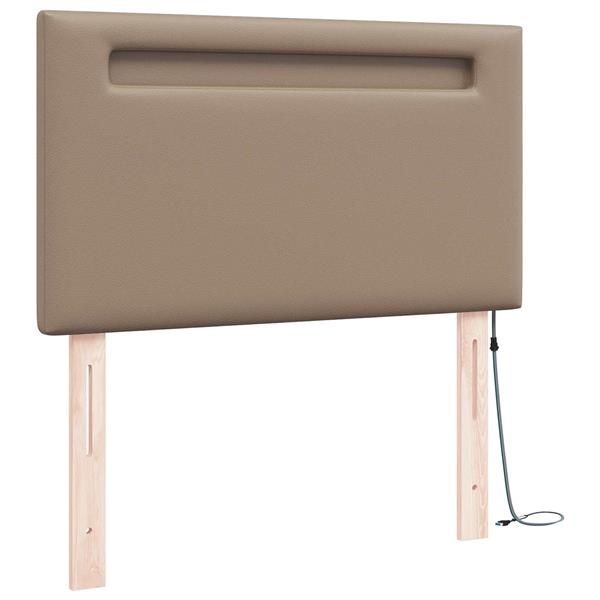 Grote foto vidaxl led hoofdbord cappuccino 90 cm nep leer antiek en kunst stoelen en banken