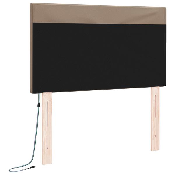 Grote foto vidaxl led hoofdbord cappuccino 90 cm nep leer antiek en kunst stoelen en banken