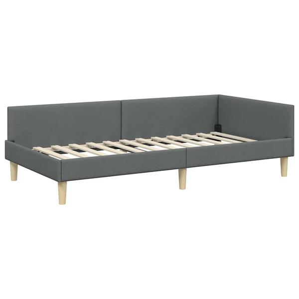 Grote foto vidaxl hoekbedframe met hoofdeinde donkergrijs 80 x 200 cm stof antiek en kunst stoelen en banken