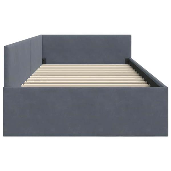 Grote foto vidaxl hoekbedframe donkergrijs 90 cm x 200 cm polyester en multiplex antiek en kunst stoelen en banken