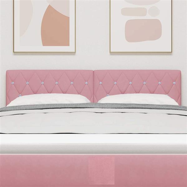 Grote foto vidaxl hoofdbord met hoofdeinde roze 144 cm nep leer antiek en kunst stoelen en banken