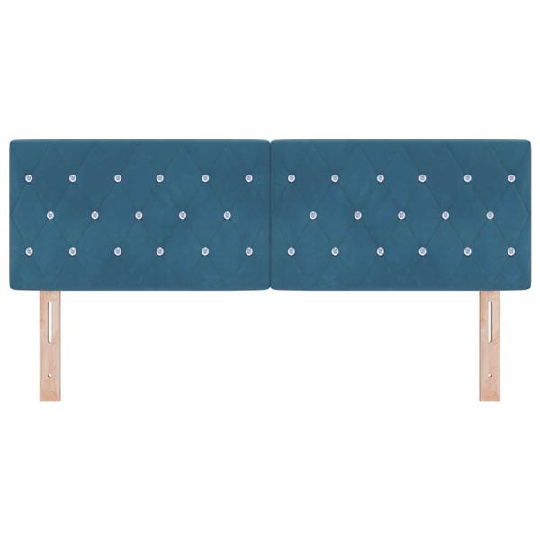 Grote foto vidaxl hoofdbord met hoofdeinde donkerblauw 144 cm nep leer antiek en kunst stoelen en banken