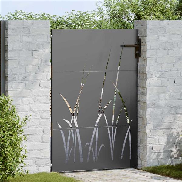 Grote foto vidaxl tuinpoort met slot zwart 85 x 125 cm poedergecoat staal tuin en terras hekken en schuttingen