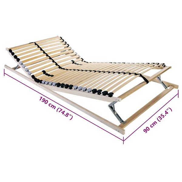 Grote foto vidaxl lattenbodem bruin 90 x 190 cm massief beukenhout antiek en kunst stoelen en banken