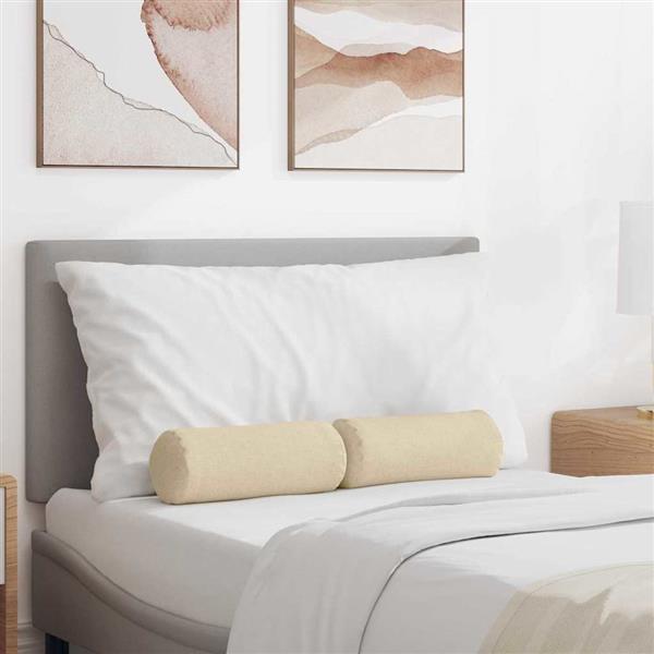 Grote foto vidaxl bolster kussens 2 stuks cr me 15 x 40 cm stof huis en inrichting woningdecoratie