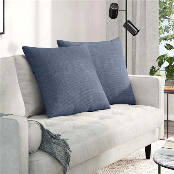 Grote foto vidaxl sofa kussens 2 stuks blauw 80 x 80 cm cordstof huis en inrichting woningdecoratie