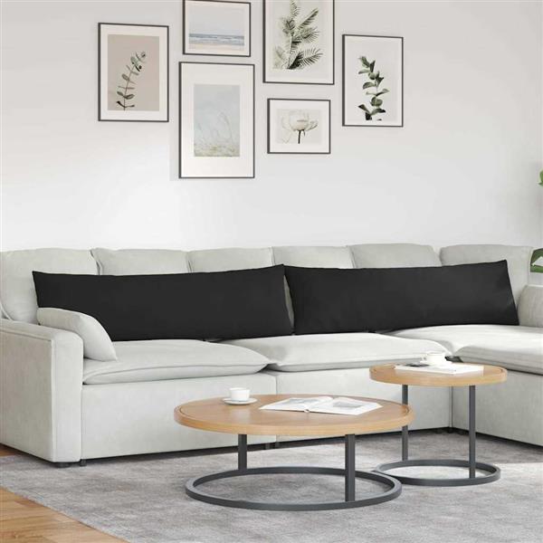Grote foto vidaxl sofa kussens 2 stuks zwart 145 x 40 cm stof huis en inrichting woningdecoratie