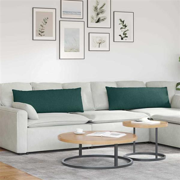 Grote foto vidaxl sofa kussens 2 pcs donkergroen 120 x 40 cm stof huis en inrichting woningdecoratie