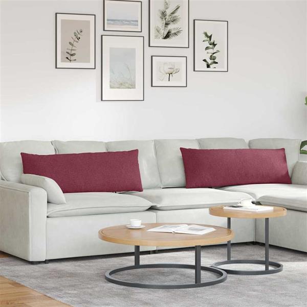 Grote foto vidaxl sofa kussens 2 pcs wijnrood 120 x 40 cm stof huis en inrichting woningdecoratie