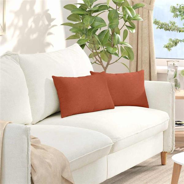 Grote foto vidaxl sofa kussens 2 stuks rood oranje 50 x 30 cm cordstof huis en inrichting woningdecoratie