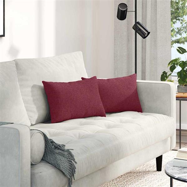 Grote foto vidaxl sofa kussens 2 pcs wijnrood 50 x 30 cm stof huis en inrichting woningdecoratie