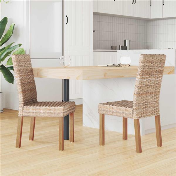Grote foto vidaxl eetkamerstoel 2 pcs naturel 45 x 54 x 93 cm massief mahoniehout huis en inrichting stoelen