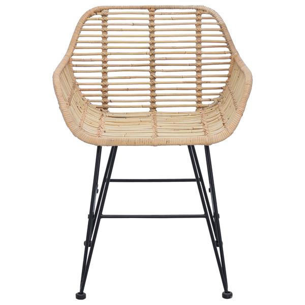 Grote foto vidaxl eetkamerstoel 2 pcs naturel 55 x 50 x 74 cm riet en ijzer huis en inrichting stoelen