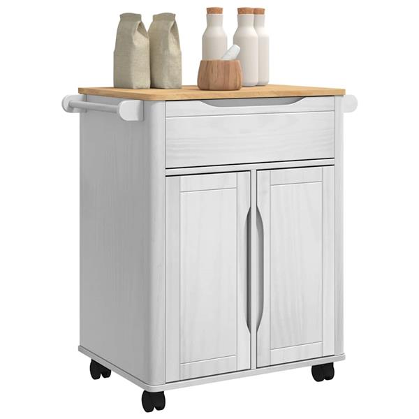 Grote foto vidaxl keuken trolley floro wit 72 5 x 45 x 80 cm massief vurenhout huis en inrichting keukenbenodigdheden
