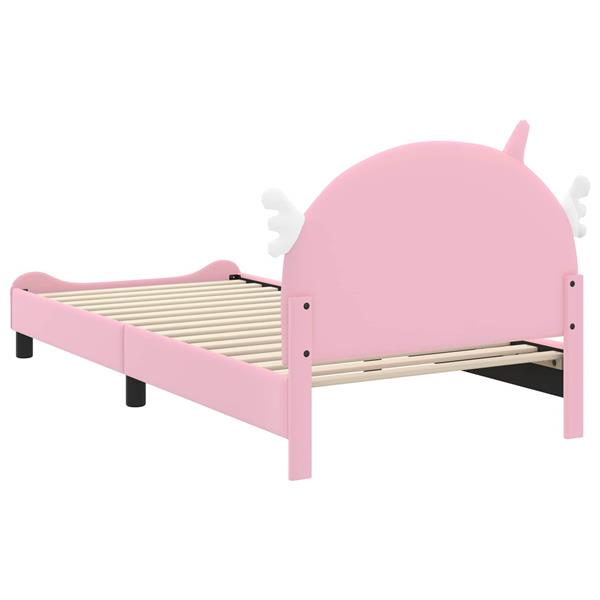 Grote foto vidaxl bedframe voor kinderen met hoofdbord roze 90 x 190 cm pu antiek en kunst stoelen en banken