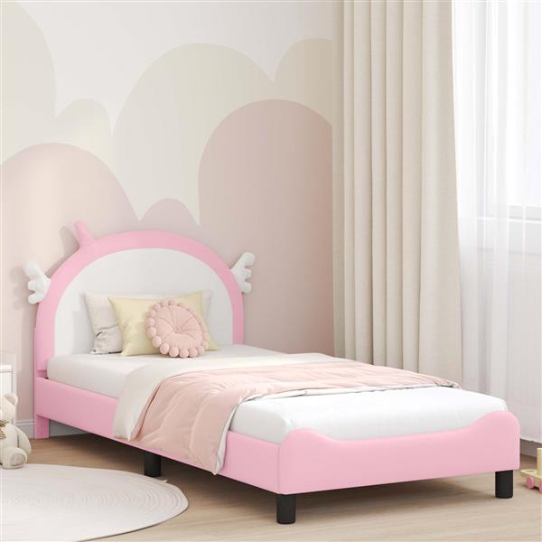 Grote foto vidaxl bedframe voor kinderen met hoofdbord roze 80 x 200 cm pu antiek en kunst stoelen en banken