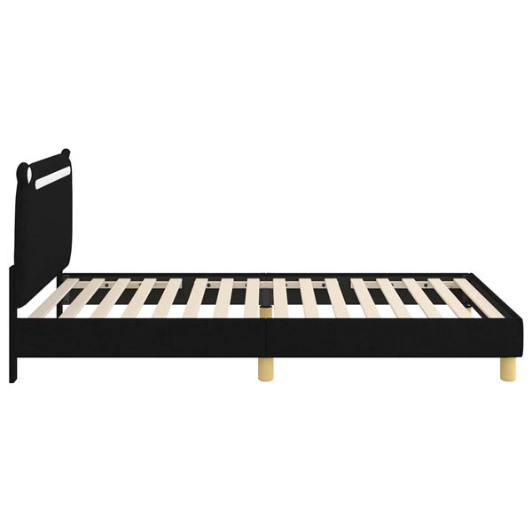 Grote foto vidaxl bedframe voor kinderen met hoofdbord zwart 90 x 190 cm stof antiek en kunst stoelen en banken
