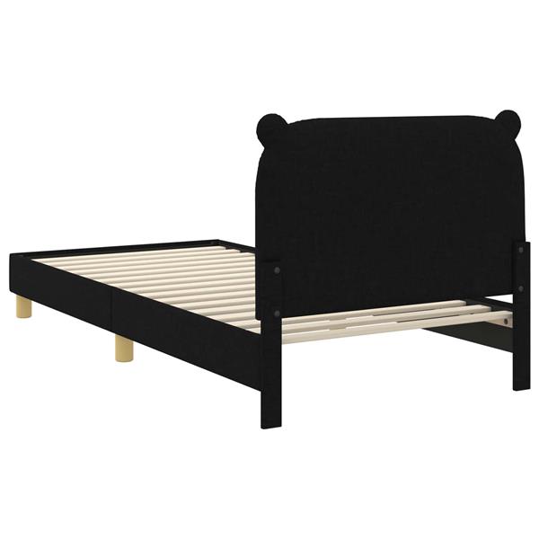 Grote foto vidaxl bedframe voor kinderen met hoofdbord zwart 90 x 190 cm stof antiek en kunst stoelen en banken