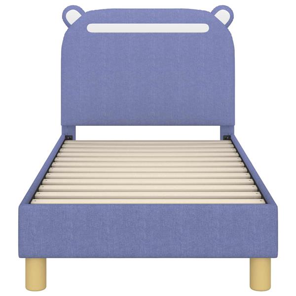 Grote foto vidaxl peuterbedframe met hoofdbord jeans blauw 70 x 140 cm stof antiek en kunst stoelen en banken