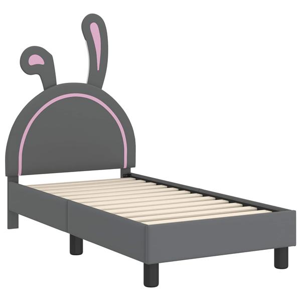 Grote foto vidaxl peuterbedframe met hoofdbord lichtgrijs 70 x 140 cm pu antiek en kunst stoelen en banken