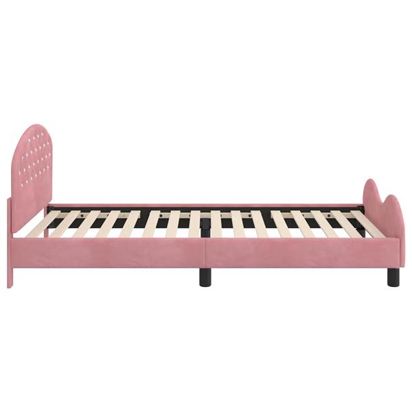 Grote foto vidaxl bedframe voor kinderen met hoofdbord roze 90 x 200 cm fluweel antiek en kunst stoelen en banken