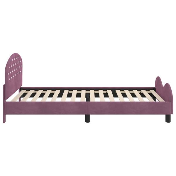 Grote foto vidaxl bedframe voor kinderen met hoofdbord paars 90 x 190 cm fluweel antiek en kunst stoelen en banken