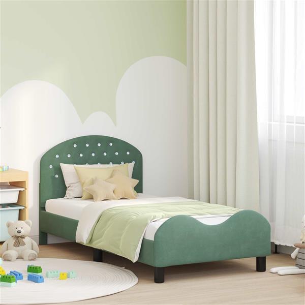 Grote foto vidaxl bedframe voor kinderen met hoofdbord zeegroen 80 x 160 cm antiek en kunst stoelen en banken