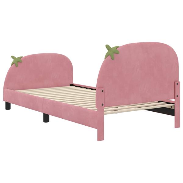 Grote foto vidaxl bedframe voor kinderen met hoofdbord roze 80 x 200 cm fluweel antiek en kunst stoelen en banken