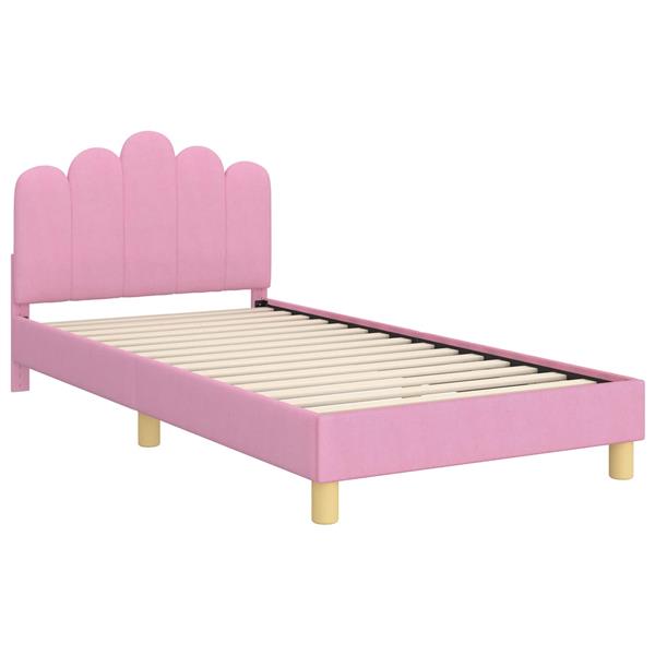 Grote foto vidaxl bedframe voor kinderen met hoofdbord roze 90 x 190 cm stof antiek en kunst stoelen en banken