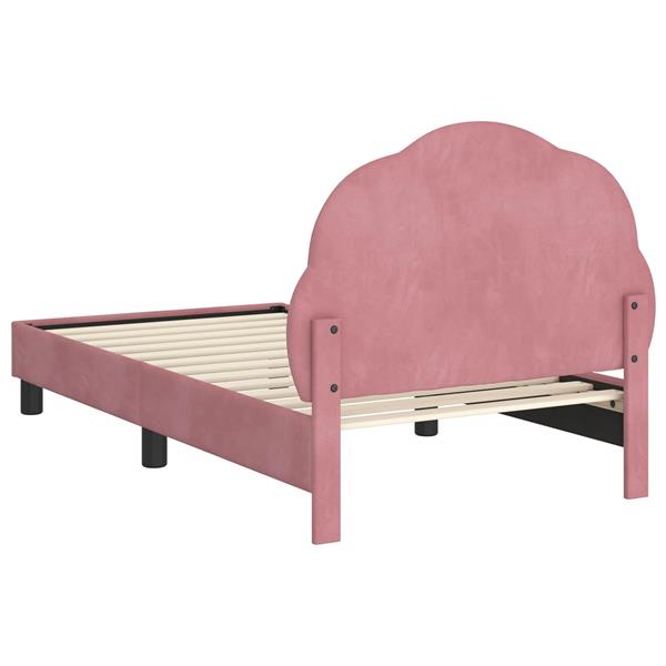 Grote foto vidaxl bedframe voor kinderen met hoofdbord roze 80 x 160 cm fluweel antiek en kunst stoelen en banken