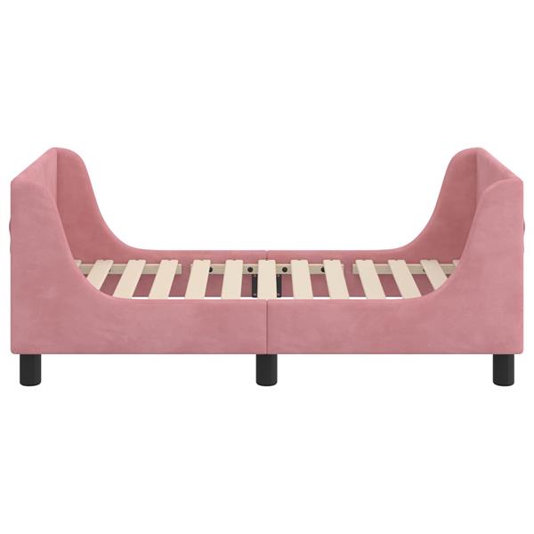 Grote foto vidaxl peuterbedframe met hoofdbord roze 70 x 140 cm fluweel antiek en kunst stoelen en banken