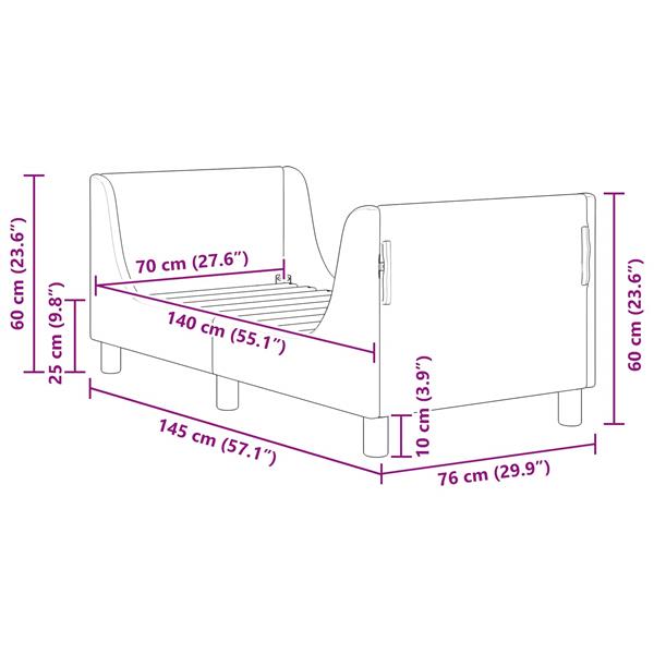Grote foto vidaxl peuterbedframe met hoofdbord donkergrijs 70 x 140 cm fluweel antiek en kunst stoelen en banken