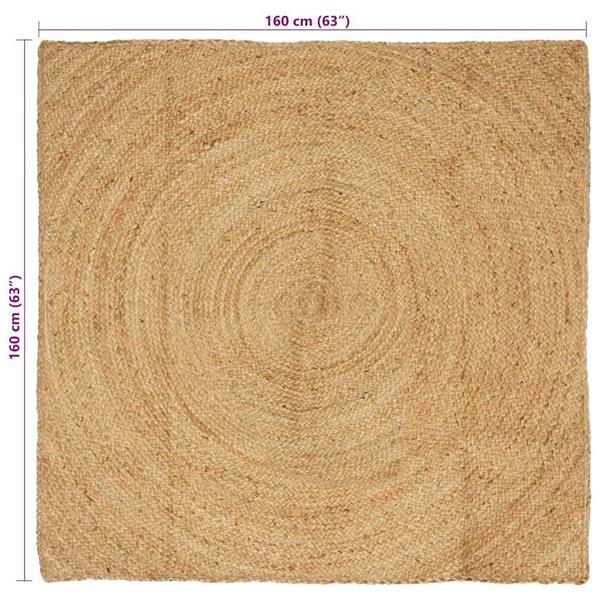 Grote foto vidaxl vloerkleden vierkant bruin 160 x 160 cm jute huis en inrichting vloerbedekking en kleden