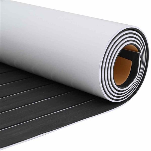 Grote foto vidaxl bootmat gestreept donkergrijs met wit 240 x 60 x 0 5 cm eva doe het zelf en verbouw tegels