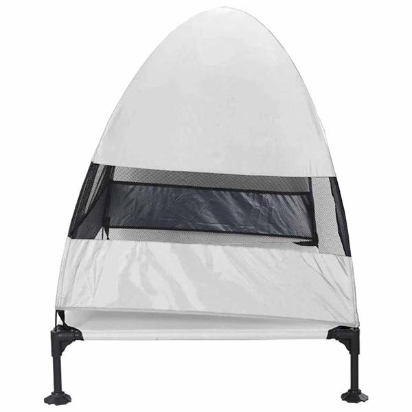 Grote foto vidaxl verhoogd hondenbed zilvergrijs 127 x 81 x 108 cm stof en staal dieren en toebehoren toebehoren